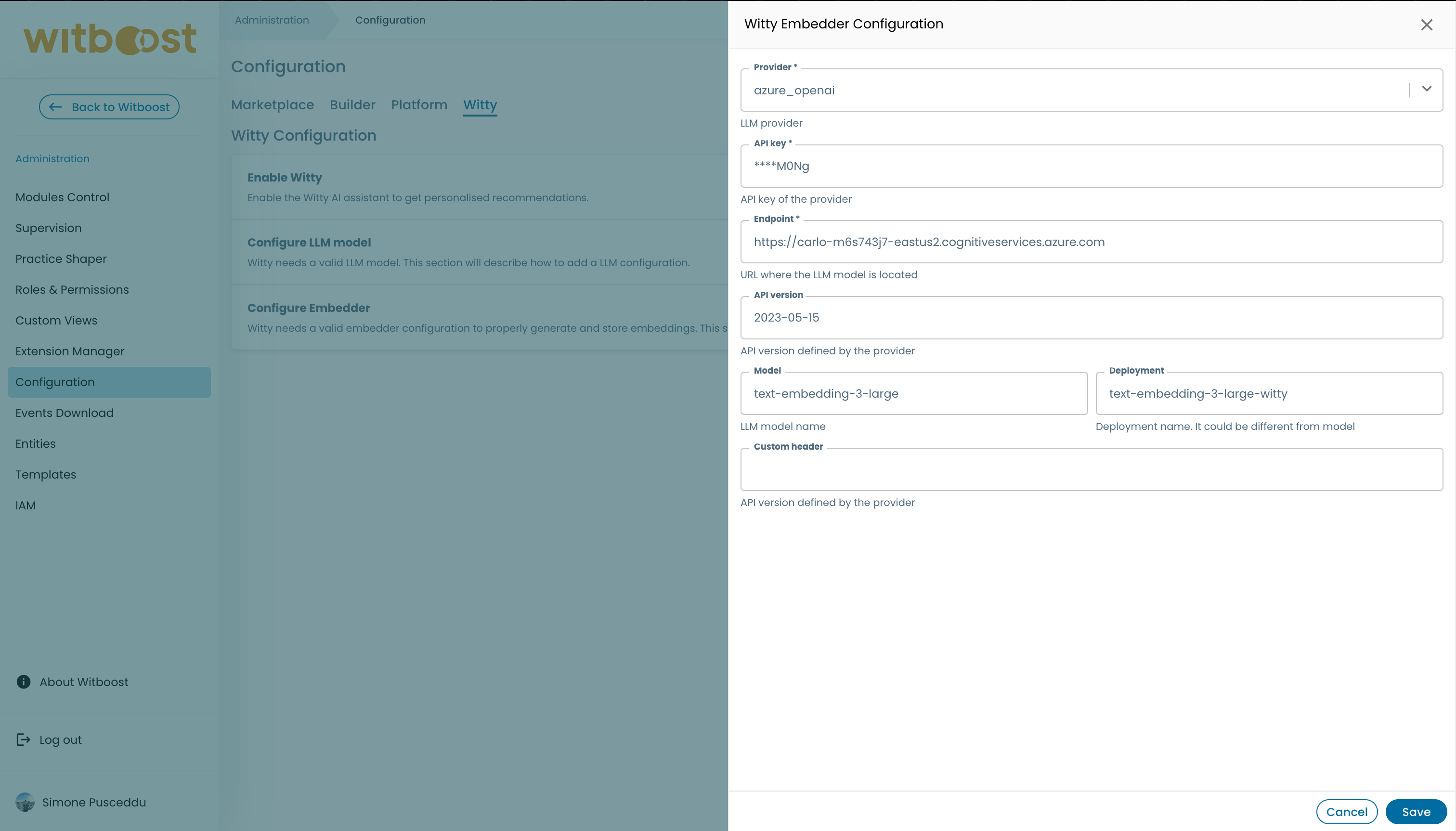 Configure embedder