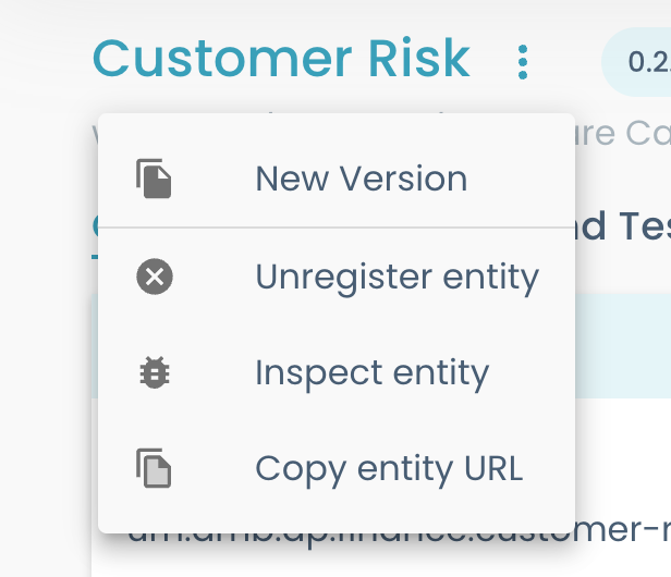 Data Product details menu