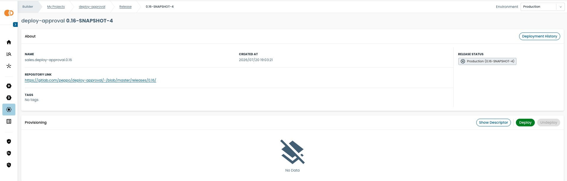 Deploy button after approval