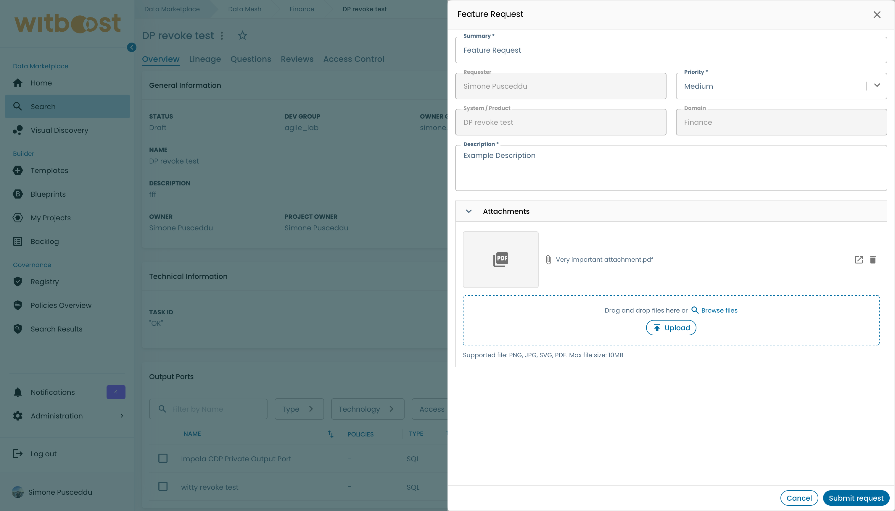 Feature Request Drawer