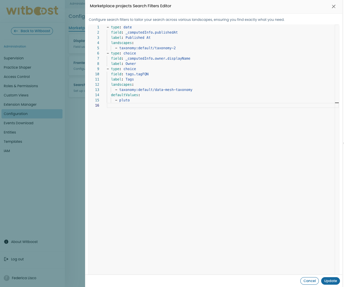 Marketplace Filters Search