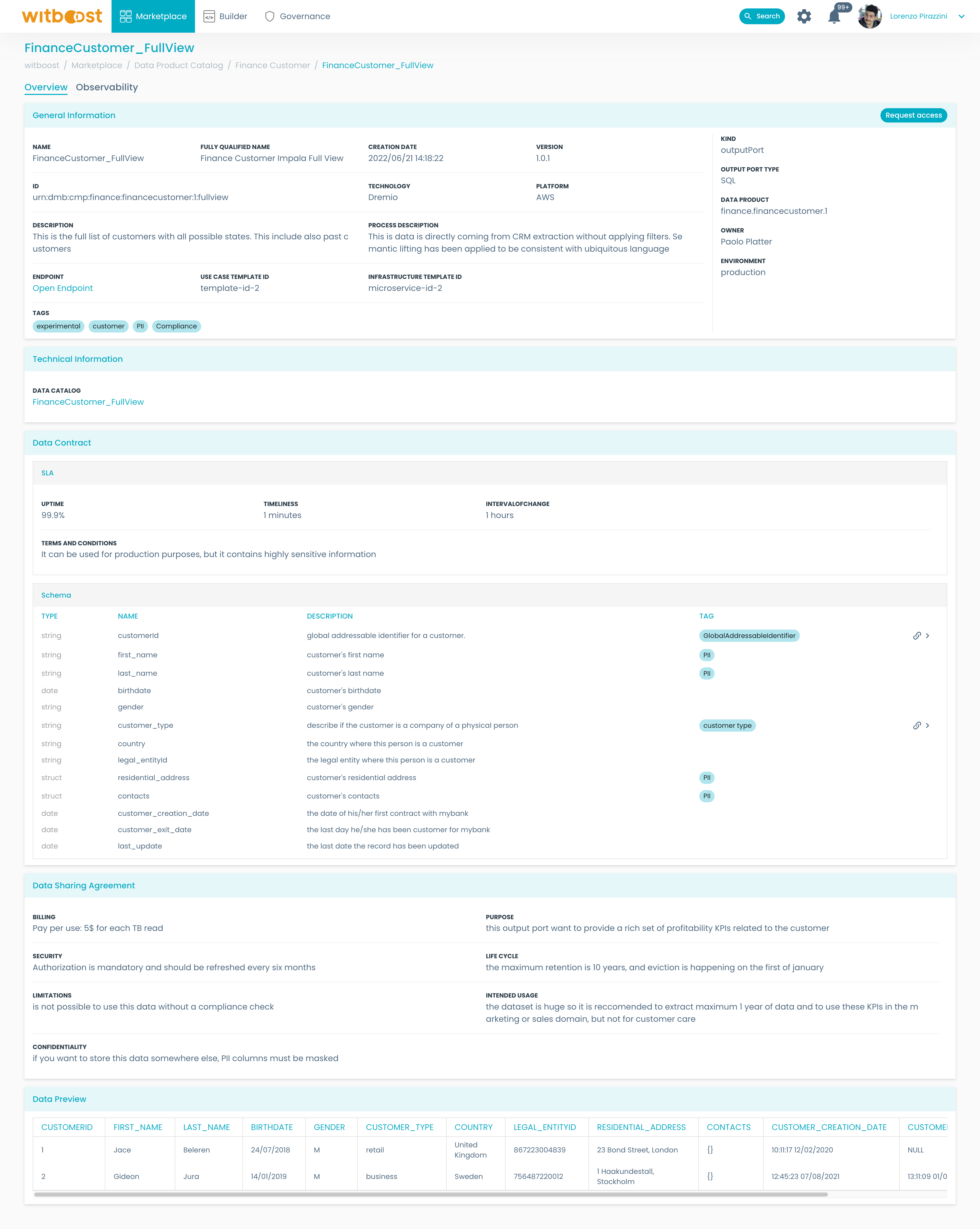 Marketplace output port details