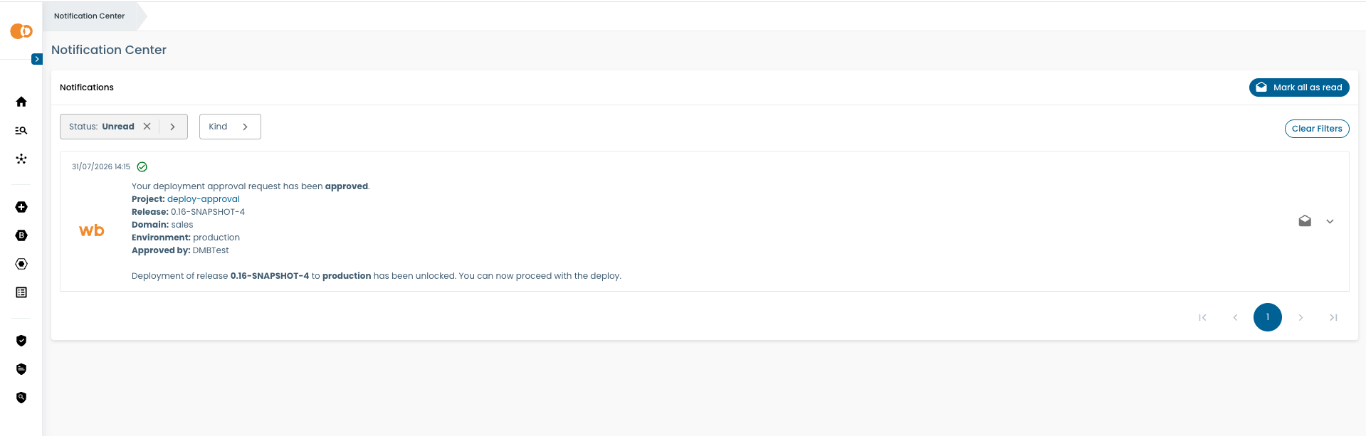 Approval outcome notification