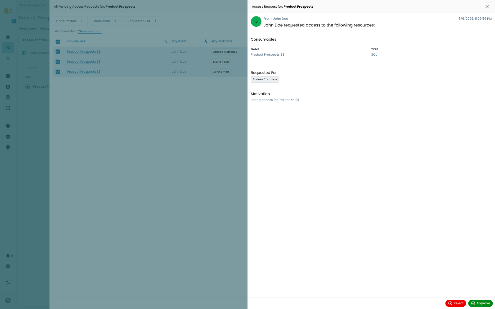 Pending Access Request detail