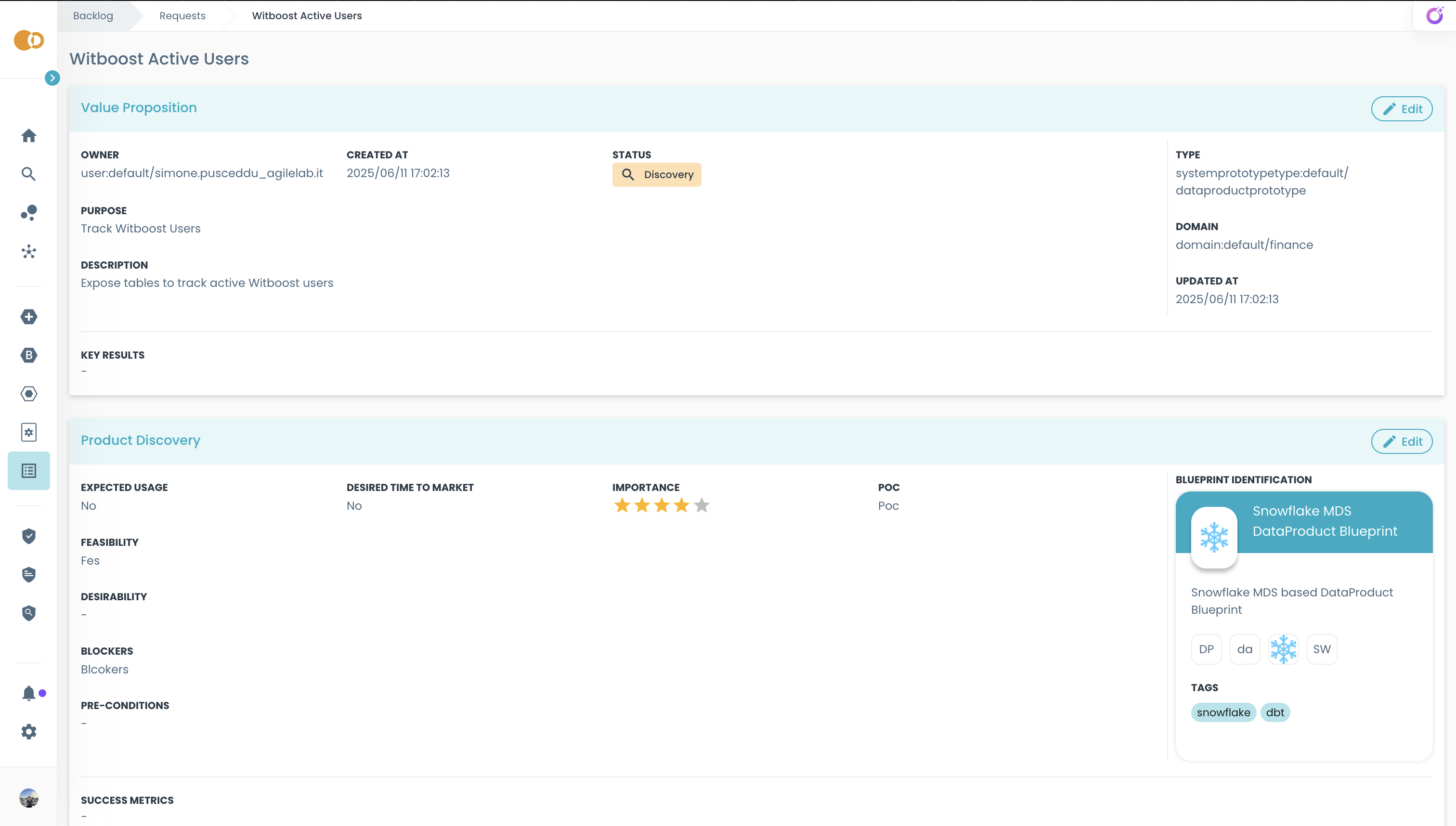 System Prototype Details Page